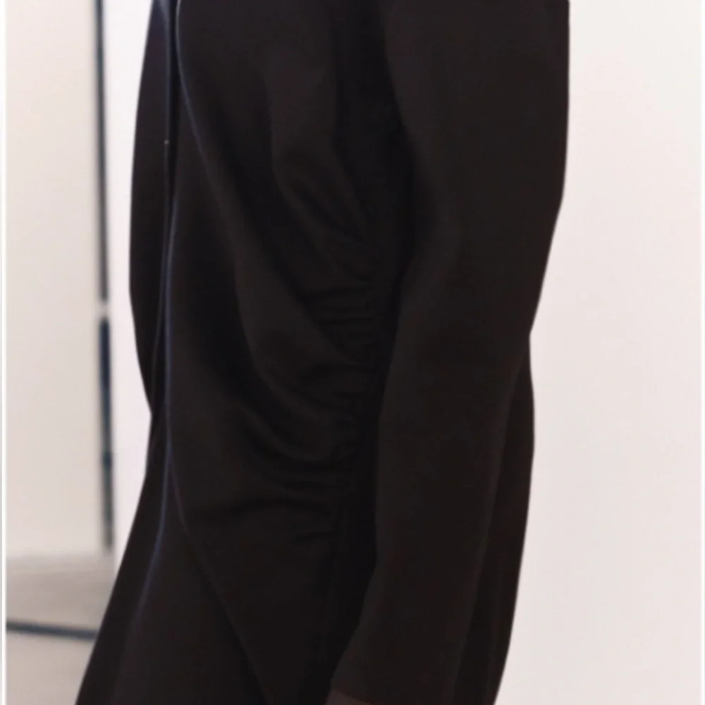 ZARA LONG RUCHED BUTTON-DOWN OVERSIZED COCOON STYLE CARDIGAN JACKET BLACK SZ M